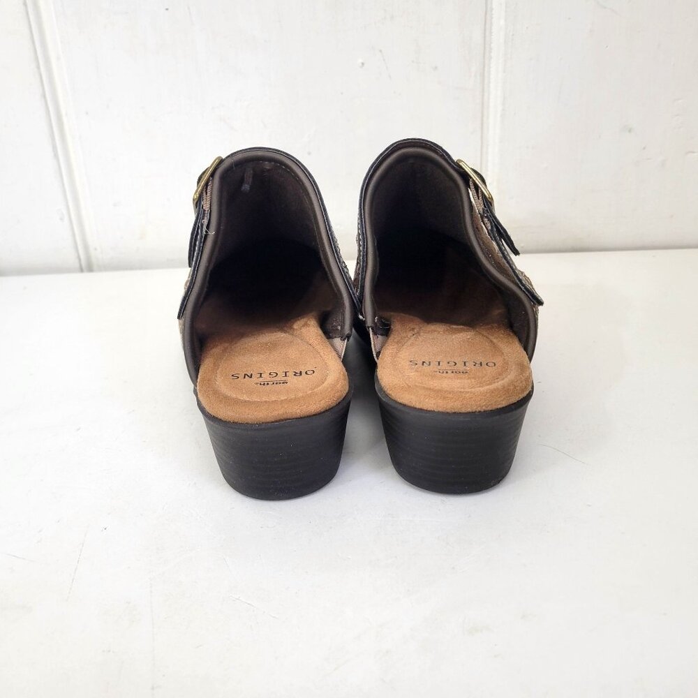 Earth Origins Brown Buckle Suede Clogs Women’s Size 10M With Embroidered Detaili - Picture 7 of 8